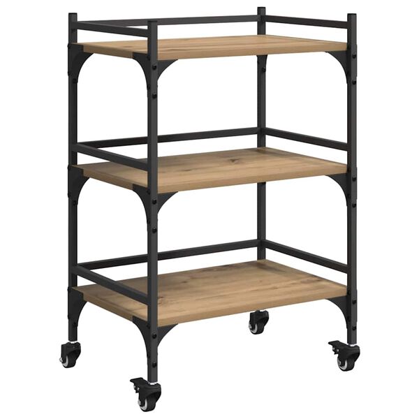 vidaXL Chariot de cuisine Ch&ecirc;ne artisanal 50 x 35 x 75,5 cm