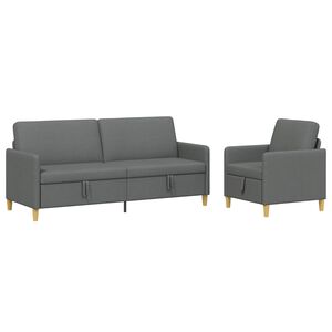 vidaXL Canap&eacute; avec rangement 2 pc Gris fonc&eacute; Polyester
