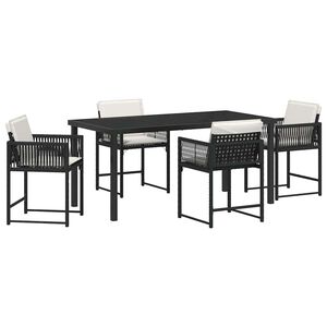 vidaXL Ensemble de salle &agrave; manger pour jardin 5 pcs Noir polyrotin