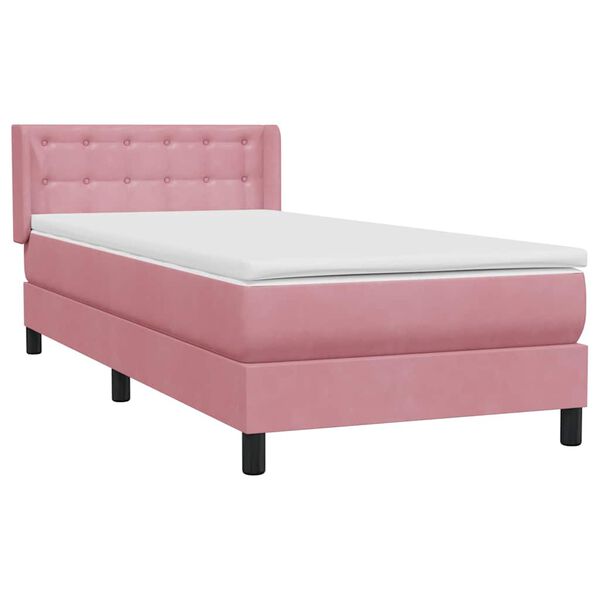 vidaXL Sommier &agrave; lattes de lit avec matelas rose 100x220 cm velours
