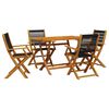 vidaXL Ensemble &agrave; manger de jardin 5pcs noir polypropyl&egrave;ne bois massif