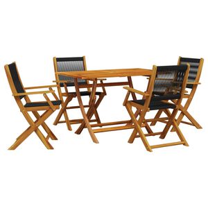 vidaXL Ensemble &agrave; manger de jardin 5pcs noir polypropyl&egrave;ne bois massif