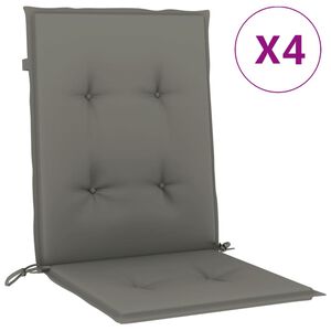 vidaXL Coussins de chaise &agrave; dossier bas lot de 4 gris fonc&eacute; m&eacute;lang&eacute;