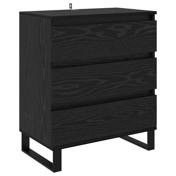 vidaXL Buffet avec tiroir Ch&ecirc;ne noir 60 x 35 x 70 cm Bois d'ing&eacute;nierie
