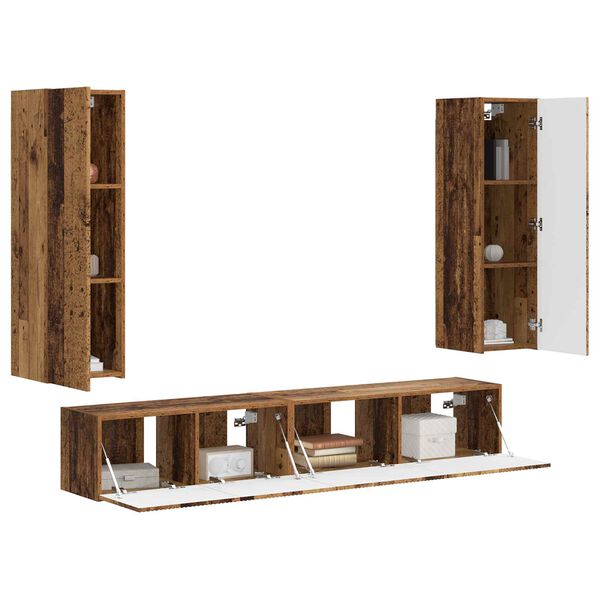 vidaXL Ensemble meuble TV 3 pcs Bois ancien Bois d'ing&eacute;nierie