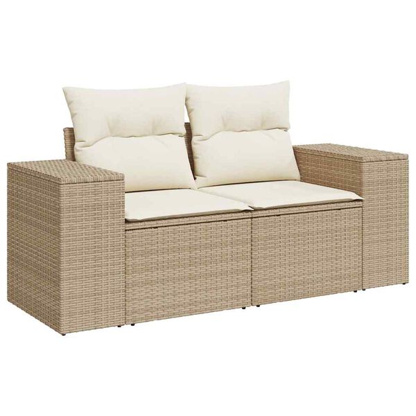 vidaXL Salon de jardin avec coussins 7 pcs beige r&eacute;sine tress&eacute;e