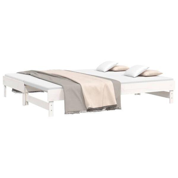 vidaXL Lit coulissant sans matelas blanc 2x(80x200)cm