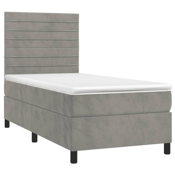 vidaXL Sommier &agrave; lattes de lit et matelas Gris clair 90x190 cm Velours