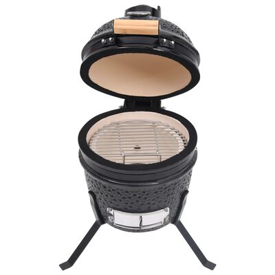 vidaXL Barbecue à fumoir Kamado 2-en-1 Céramique 56 cm Noir