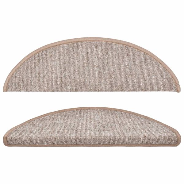 vidaXL Tapis d'escalier 10 pi&egrave;ces 56x17x3 cm Marron clair Demi-rond