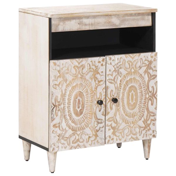 vidaXL Buffet avec porte Blanc 60 x 33,5 x 75 cm Bois de mangue massif