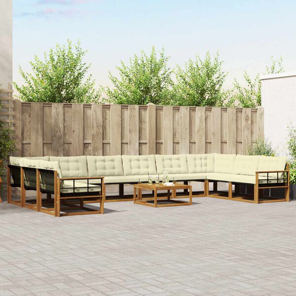vidaXL Ensemble de canap&eacute;s d'ext&eacute;rieur 11 pcs Naturel et Cr&egrave;me