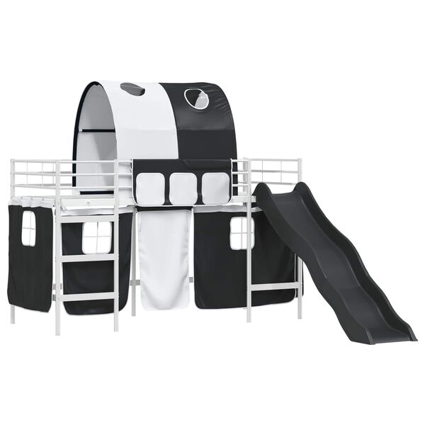 vidaXL Lit mezzanine pour enfants Blanc et Noir 99,5 x 190 cm M&eacute;tал