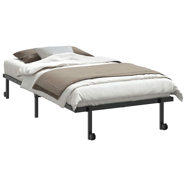 vidaXL Cadre de lit sans matelas pliable noir 107x203 cm acier