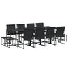vidaXL Ensemble &agrave; manger de jardin 13 pcs noir textil&egrave;ne