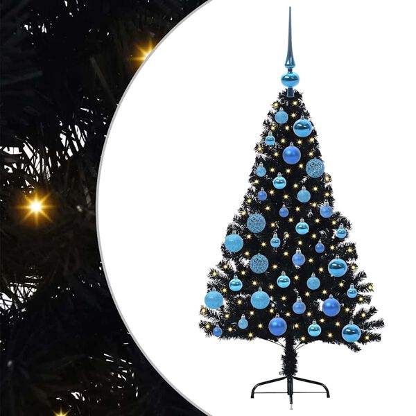 vidaXL Sapin de Noël artificiel pré-éclairé Noir 120 cm PVC