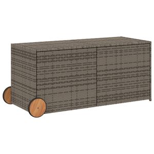 vidaXL Bo&icirc;te de rangement de jardin et roues gris 283L r&eacute;sine tress&eacute;e