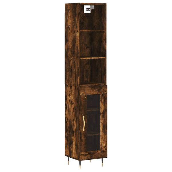 vidaXL Buffet haut Ch&ecirc;ne fum&eacute; 34,5x34x180 cm Bois d'ing&eacute;nierie
