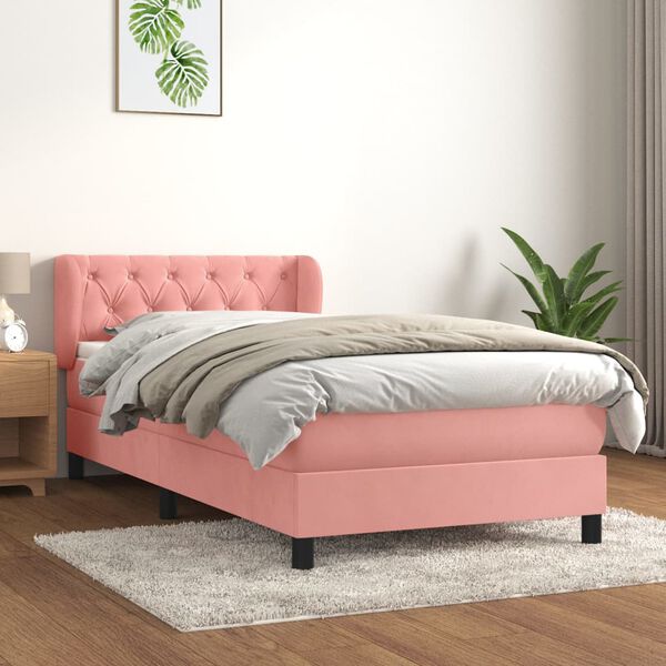 vidaXL Sommier &agrave; lattes de lit et matelas Rose 80x200 cm Velours