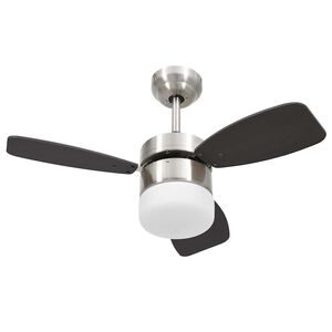 vidaXL Ventilateur de plafond lampe et t&eacute;l&eacute;commande 76 cm Marron fonc&eacute;