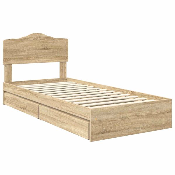 vidaXL Lit de Rangement Ch&ecirc;ne Sonoma 90 x 200 cm Bois d'ing&eacute;nierie