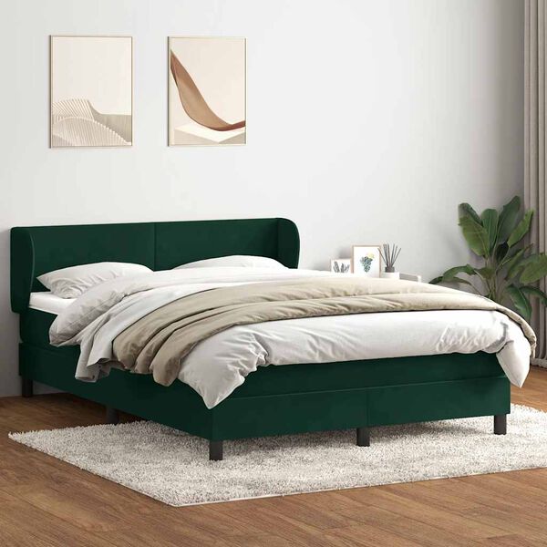 vidaXL Sommier &agrave; lattes de lit et matelas vert fonc&eacute; 160x210cm velours