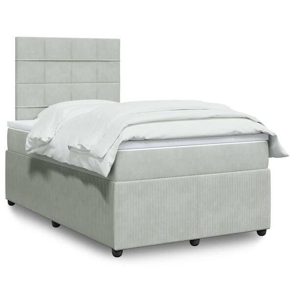 vidaXL Sommier &agrave; lattes de lit et matelas gris clair 120x190cm velours