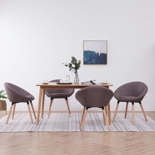 vidaXL Chaises &agrave; manger lot de 4 taupe tissu