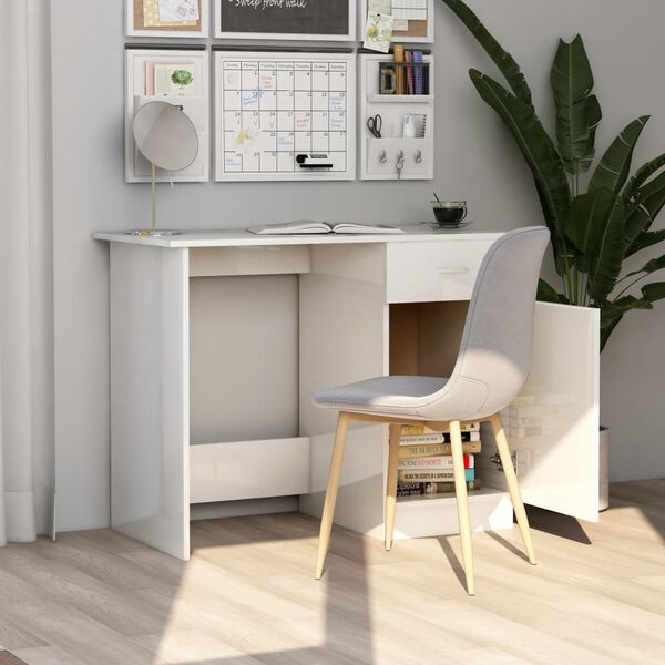 vidaXL Bureau Blanc brillant 100x50x76 cm Bois d&rsquo;ing&eacute;nierie