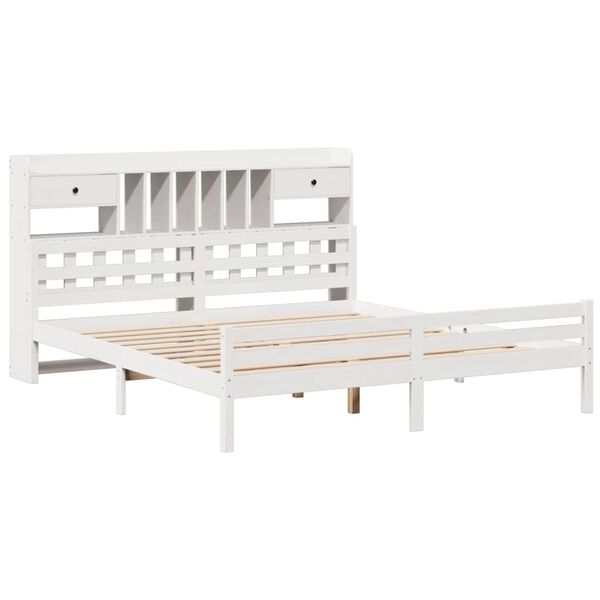 vidaXL Lit biblioth&egrave;que sans matelas blanc 180x200 cm bois pin massif
