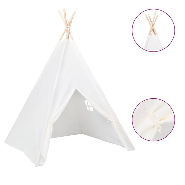 vidaXL Tente tipi d'enfants avec sac Peau de p&ecirc;che Blanc 120x120x150cm