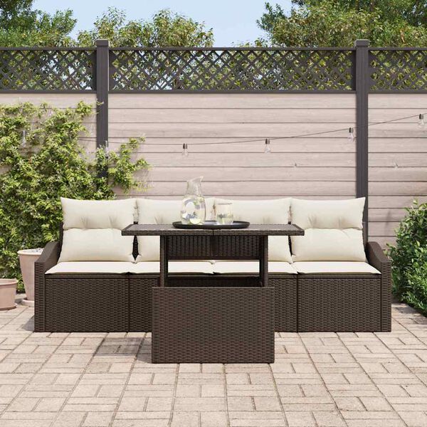vidaXL Ensemble de canap&eacute; de jardin 5 pcs Marron Poly rotin