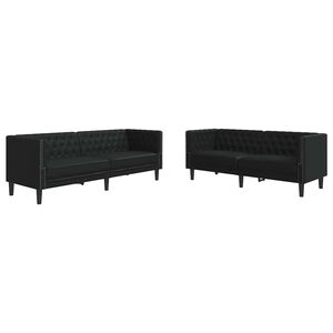 vidaXL Canap&eacute; de salon 2 pc Noir Simili cuir