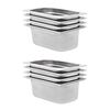 vidaXL R&eacute;cipients Gastronorm 8 pcs GN 1/4 100 mm Acier inoxydable
