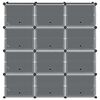 vidaXL Cubes de rangement 12 pcs avec portes noir PP