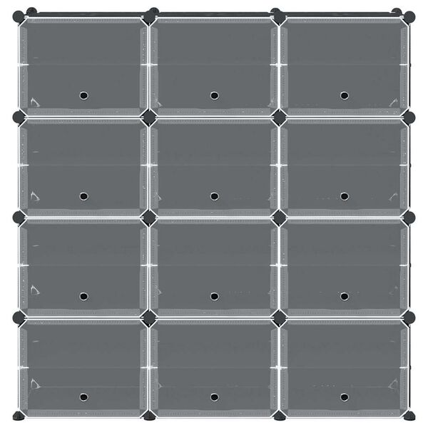 vidaXL Cubes de rangement 12 pcs avec portes noir PP