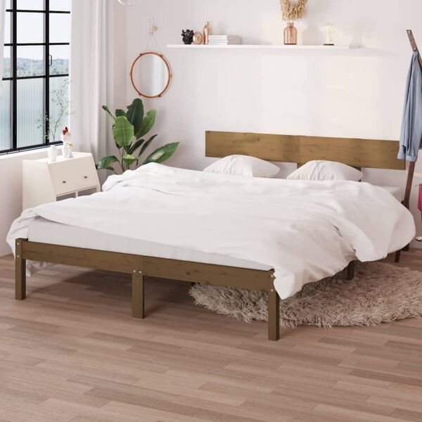 vidaXL Cadre de lit sans matelas marron miel bois massif 120x200 cm