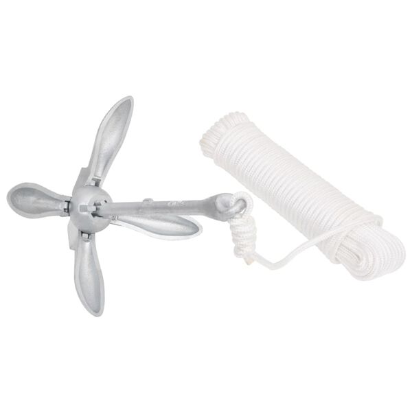 vidaXL Ancre pliable avec corde argent&eacute; 6 kg fonte galvanis&eacute;e &agrave; chaud