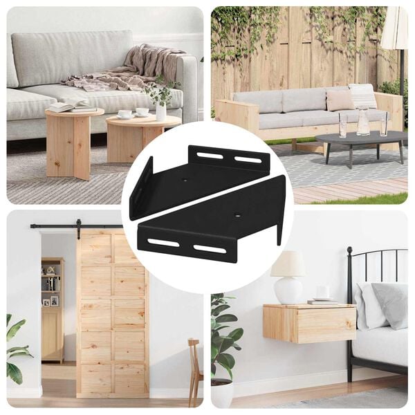 vidaXL Support d'Angle 2 pcs Noir 138,5 x 50,5 x 16 mm Fer