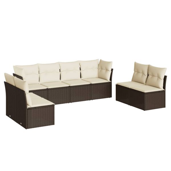vidaXL Salon de jardin 8 pcs avec coussins marron r&eacute;sine tress&eacute;e