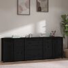 vidaXL Buffet Noir 230x35x80 cm Bois massif de pin