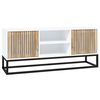 vidaXL Meuble TV blanc 105x30x45 cm bois d'ing&eacute;nierie et fer