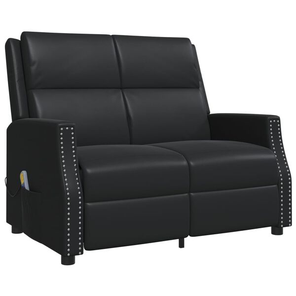 vidaXL Fauteuil de massage inclinable 2 places noir similicuir