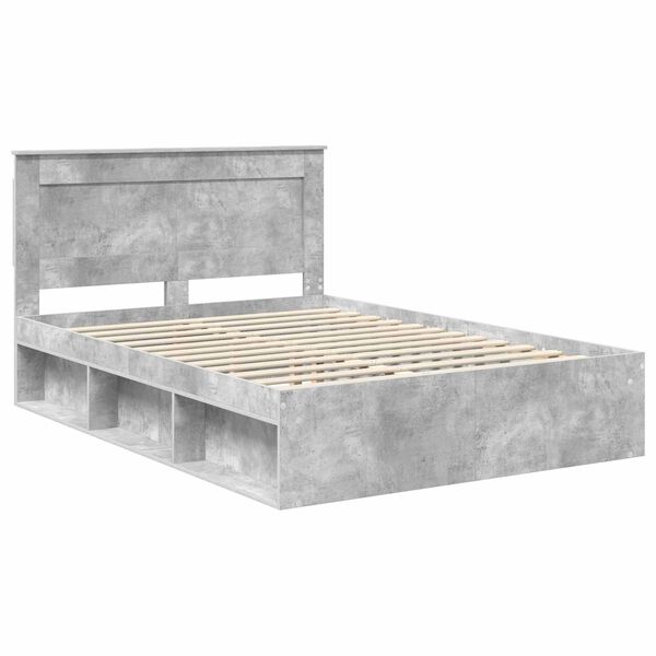vidaXL Cadre de lit avec t&ecirc;te de lit B&eacute;ton 140 x 190 cm Pin massif