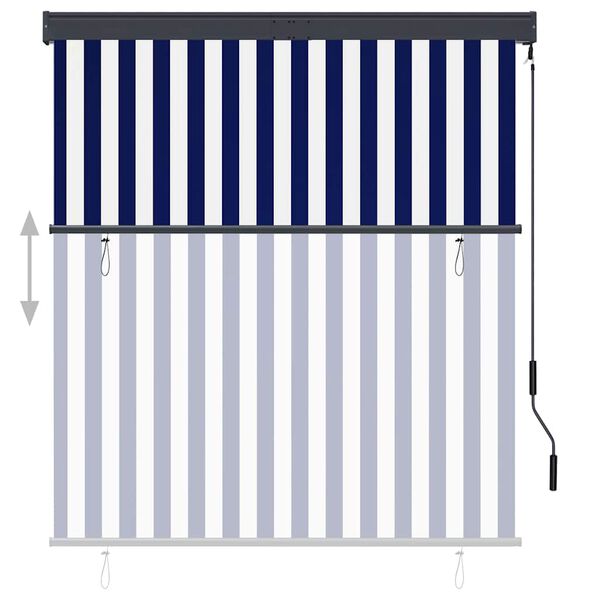 vidaXL Store roulant d'ext&eacute;rieur 140x250 cm Bleu et blanc