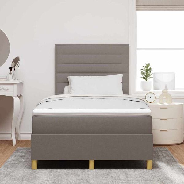 vidaXL Lit &agrave; ressorts avec matelas Taupe 120 x 200 cm tissu