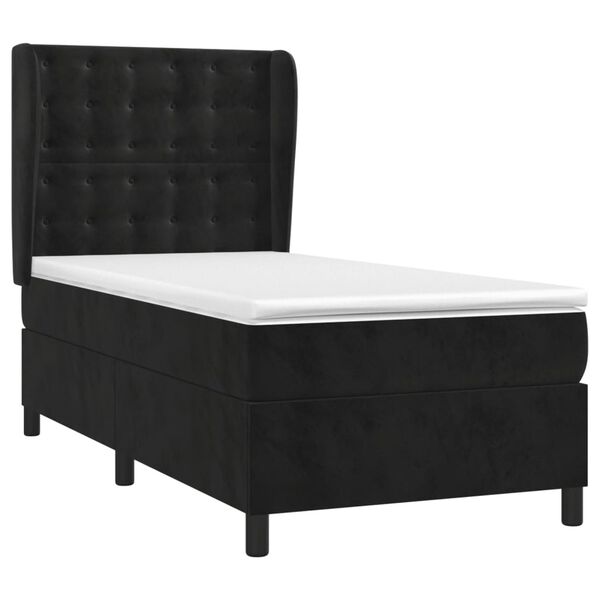 vidaXL Sommier &agrave; lattes de lit avec matelas Noir 90x190 cm Velours