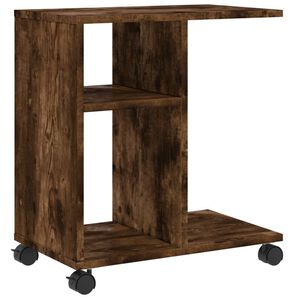 vidaXL Table d'appoint avec roues ch&ecirc;ne fum&eacute; bois d'ing&eacute;nierie