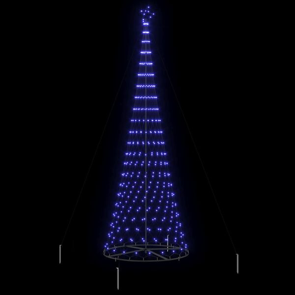 vidaXL Arbre de No&euml;l LED avec 455 LED avec support Bleu 184,5 cm M&eacute;tal