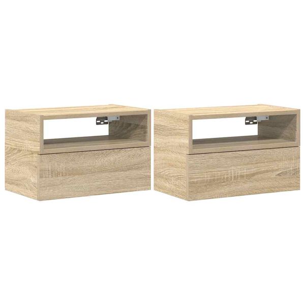 vidaXL Tables de chevet murales 2 pcs ch&ecirc;ne sonoma 45x26x28,5 cm